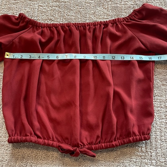 Aritzia Wilfred Eleanora Off-Shoulder Burgundy/Red Blouse, Long Sleeve Sz. Small - Picture 8 of 15